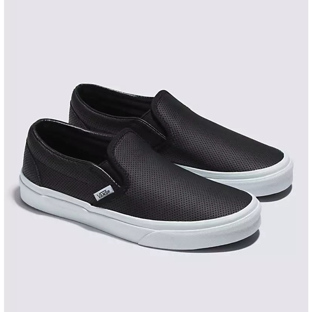 Women’s Black Leather Slip-On Sneakers